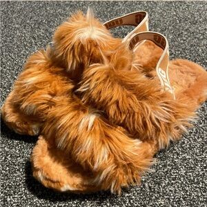 UGG Brown and Tan Sandals with Furry Upper